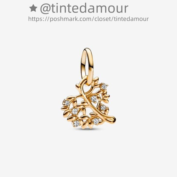 Pandora Sparkling Heart & Family Tree Dangle Charm|Gold - Picture 1 of 2